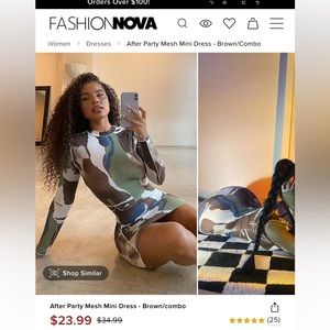 After Party Mesh Mini Dress - Brown/combo